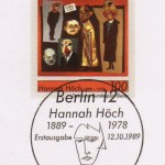 Briefmarkenentwurf von Paula Schmidt zum 100. Todestag von Hannah Höch, 1989